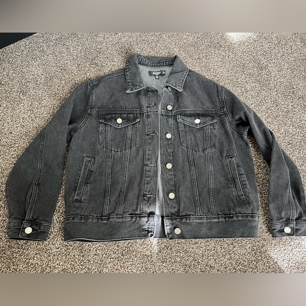 Black denim trucker jacket